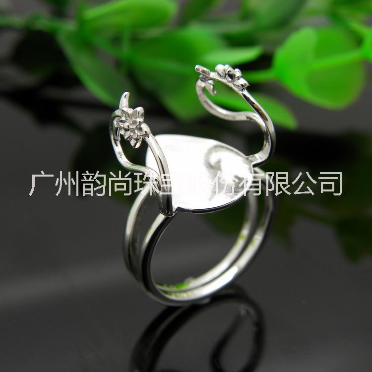 鑲嵌隨形花邊戒指空托 S925純銀不規(guī)則實(shí)用款寶石歐款女戒指 精工首飾批發(fā)