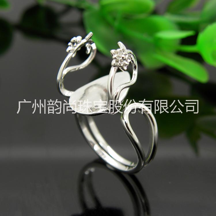 鑲嵌隨形花邊戒指空托 S925純銀不規(guī)則實(shí)用款寶石歐款女戒指 精工首飾批發(fā)