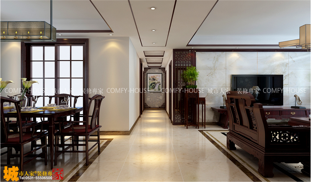 翡翠外灘中式風(fēng)格裝修效果圖