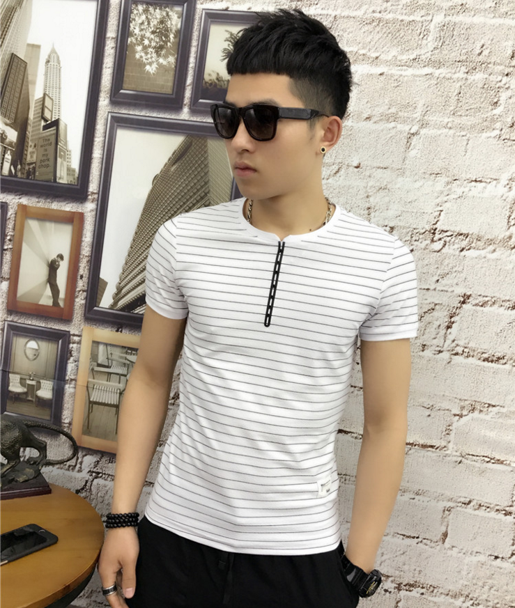 微信男裝代理 2017夏季新款條紋潮牌廠家直銷(xiāo)品質(zhì)款短袖t桖