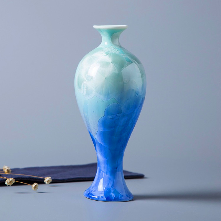 景德鎮(zhèn)陶瓷結(jié)晶釉水培干花花瓶現(xiàn)代簡(jiǎn)約創(chuàng)意家居客廳臺(tái)面擺件裝飾品  陶瓷結(jié)晶釉花瓶水培干花花器