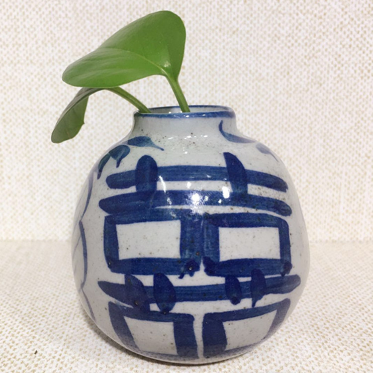 景德鎮(zhèn)陶瓷 家居裝飾手繪青花瓶客廳臺(tái)面擺件水培復(fù)古花插花器  景德鎮(zhèn)陶瓷手繪青花瓶擺件