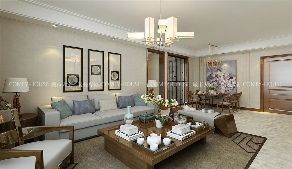 中建國(guó)熙臺(tái)160平新中式風(fēng)格裝修