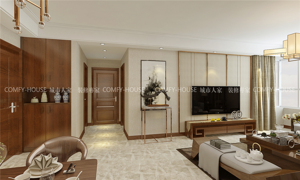 中建國(guó)熙臺(tái)160平新中式風(fēng)格裝修