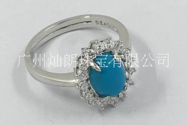 鑲嵌蜜蠟琥珀綠松石蛋面戒托