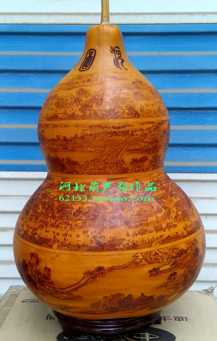 清明上河圖 河北葫蘆張*葫蘆烙畫作品 巨型特大葫蘆 收藏品