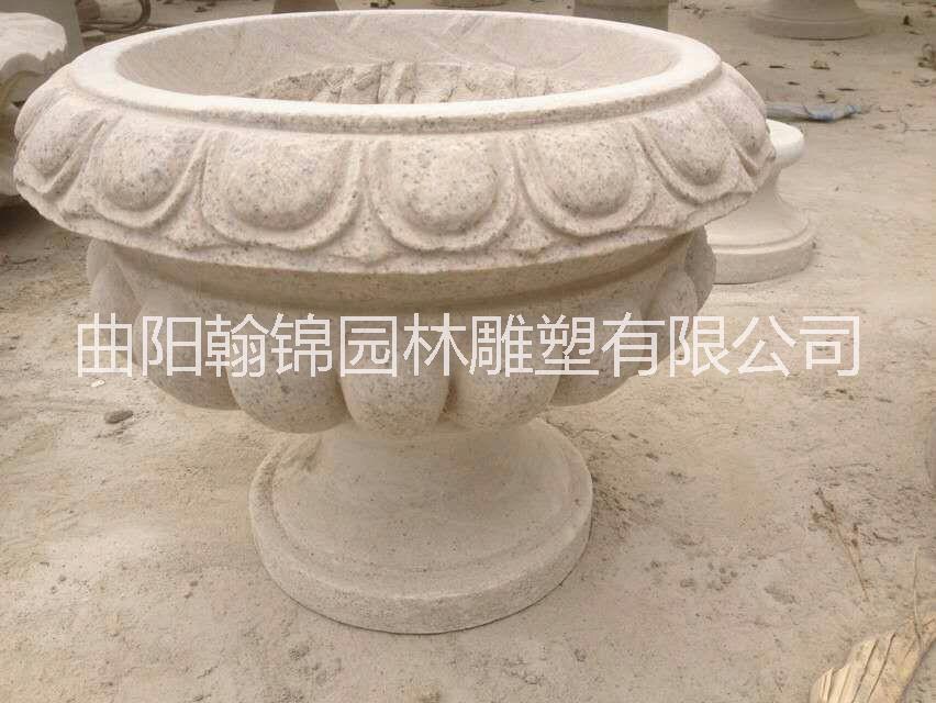 石雕花缽廠家 花盆雕塑價(jià)格 曲陽石雕花盆供貨商