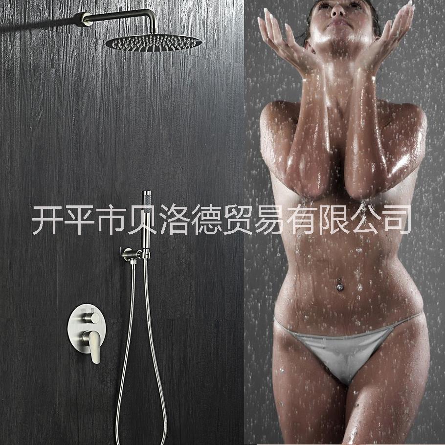 綺美斯出口圓形吊頂暗裝入墻式淋浴花灑套裝式二功能 天花出水304不銹鋼 綺美斯不銹鋼圓形吊頂淋浴花灑套裝