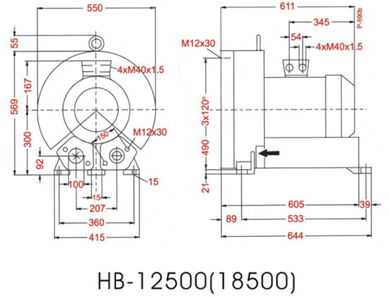 真空噴涂設(shè)備用高壓漩渦風(fēng)泵HB-12500  真空噴涂高壓風(fēng)泵HB-12500