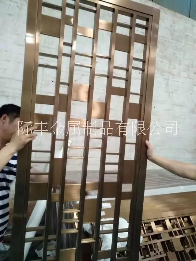 不銹鋼玫瑰金屏風(fēng)隔斷 鏡面拉絲屏