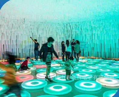 發(fā)光LED地磚燈圓形感應(yīng)LED地磚燈互動(dòng)彩虹地磚地磚燈圓形