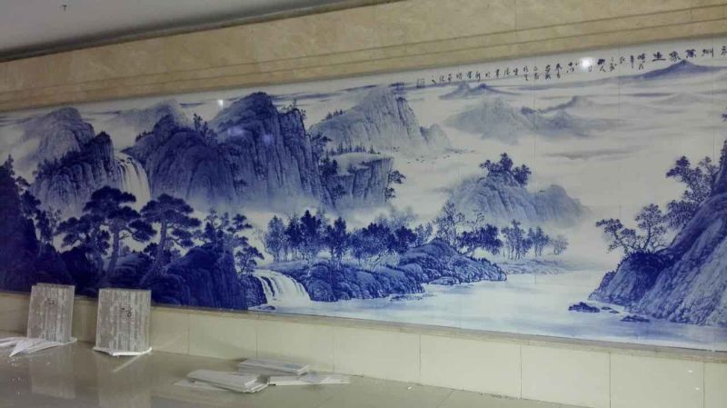 山水風景陶瓷畫 景德鎮(zhèn)外墻陶瓷畫