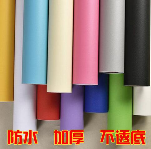 墻紙PVC自粘糖果色墻紙不透底波音墻紙加厚純色墻紙
