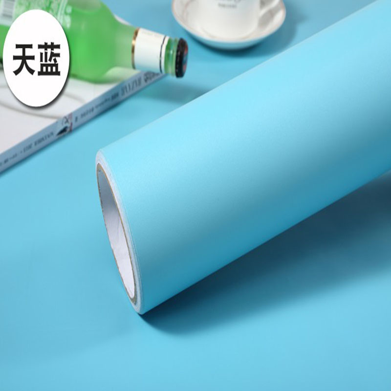 素色防水自粘墻紙壁紙翻新貼加厚不透底  PVC墻紙