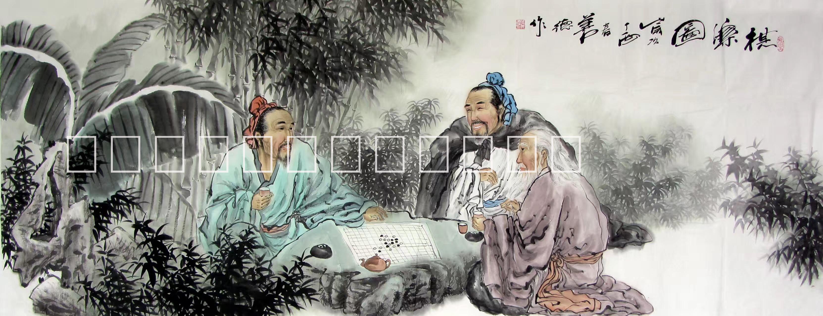 墨德軒現(xiàn)代簡約中式酒店會(huì)所別墅客廳臥室辦公室純手繪古典人物國畫畫框裝裱裝飾畫廠家批發(fā)