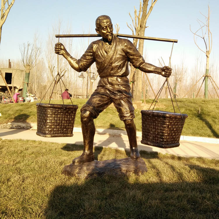 玻璃鋼農(nóng)耕文化雕塑挑擔(dān)子人物農(nóng)民勞動場景雕塑公園農(nóng)業(yè)園裝飾擺件