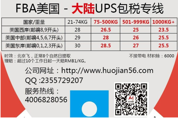 FBA美國(guó)—大陸、香港UPS包稅 FBA美國(guó)大陸香港UPS包稅專線