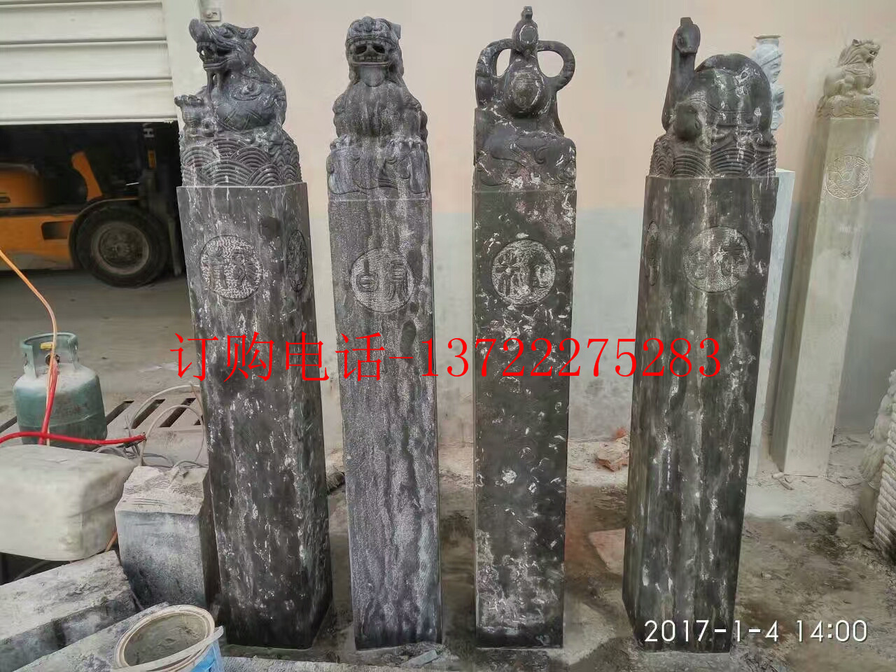 青石拴馬樁，做舊石獅子拴馬樁，億嘉石雕