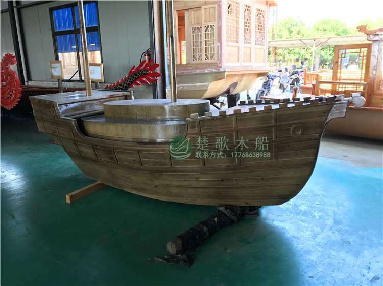 上海木船廠家出售3.6米小海盜木船 景觀裝飾船 酒店海盜裝飾船