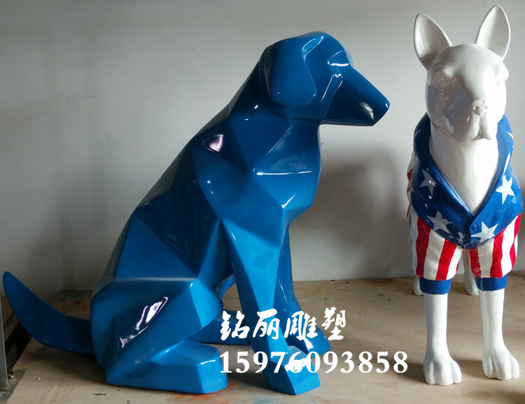 玻璃鋼雕塑抽象幾何卡通狗樹(shù)脂雕塑卡通狗步行街?jǐn)[件裝飾