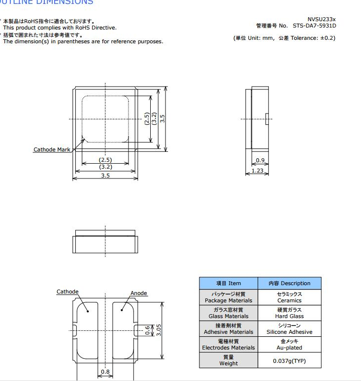 日亞NVSU233BU365nm