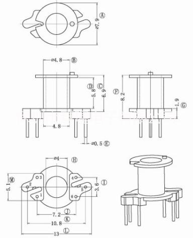 RM4 變壓器骨架 直插 立式3+3