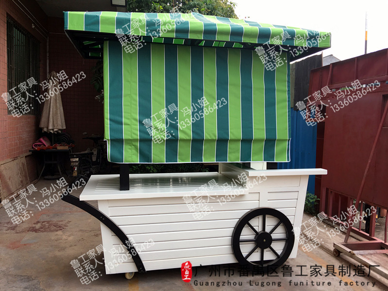 防腐木售貨車木質(zhì)缽仔糕售貨亭小吃