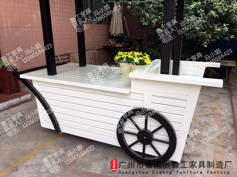 防腐木售貨車木質(zhì)缽仔糕售貨亭小吃