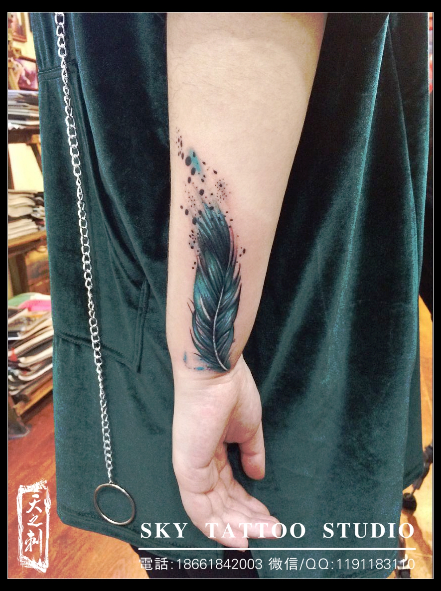 青島李村紋身 羽毛紋身圖案