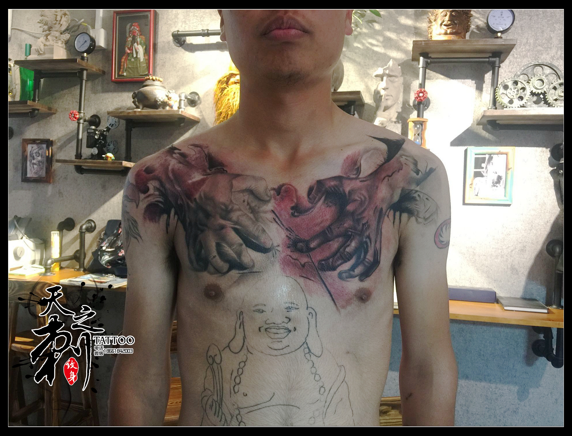 花胸紋身圖案  浪花紋身圖案