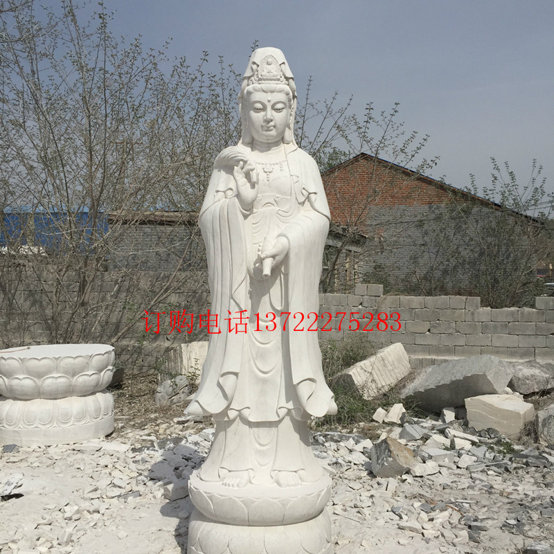 漢白玉觀音雕像，大理石滴水觀音，戶外大型觀音