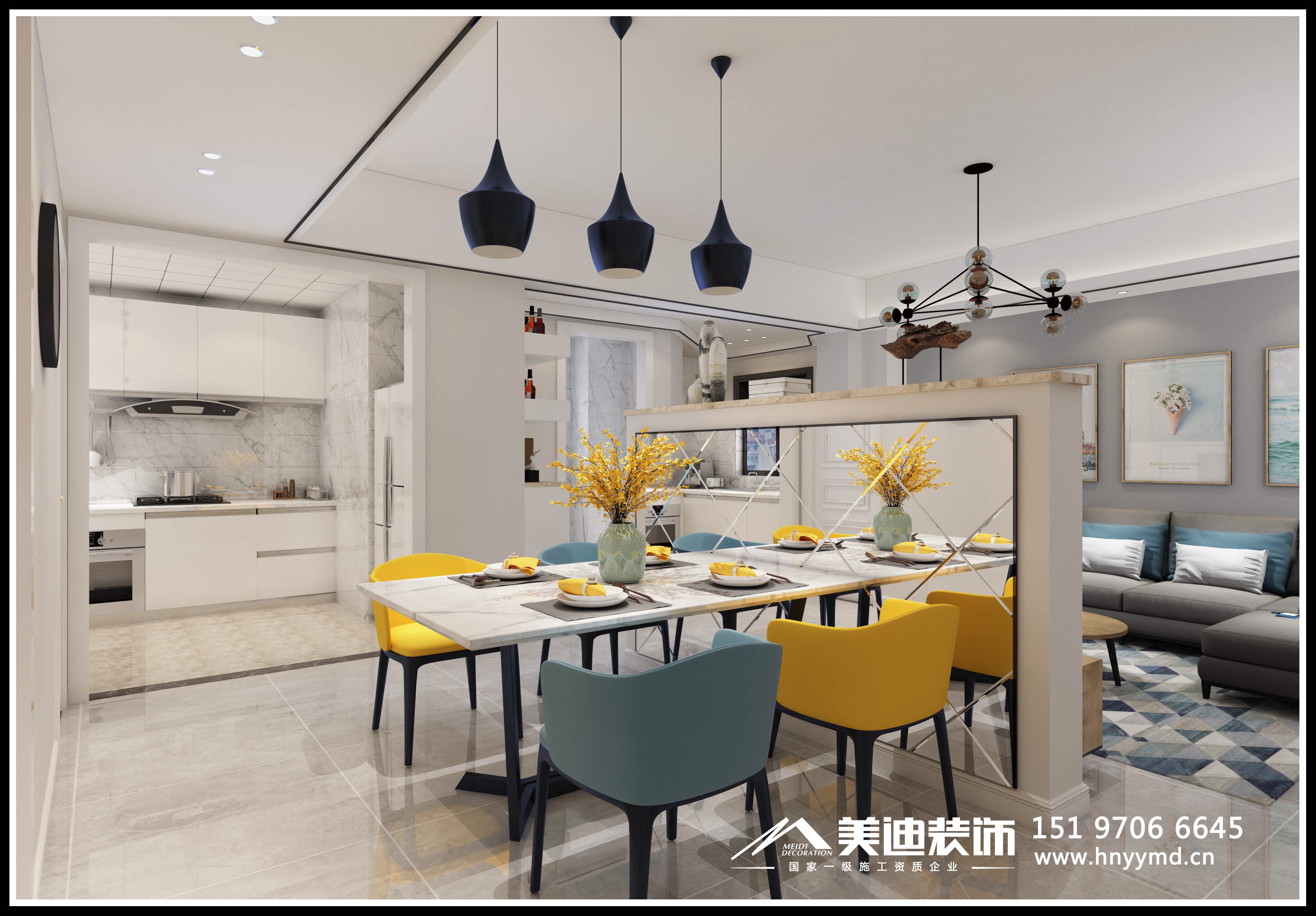岳陽美迪裝飾在佳匯華庭105平米二房二廳改三房二廳時(shí)尚現(xiàn)代風(fēng)格設(shè)計(jì)