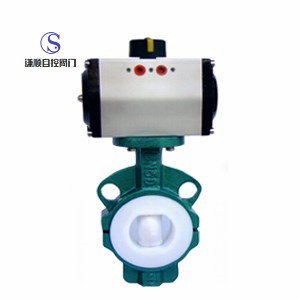 D671F46氣動(dòng)襯氟耐腐蝕對(duì)夾蝶閥