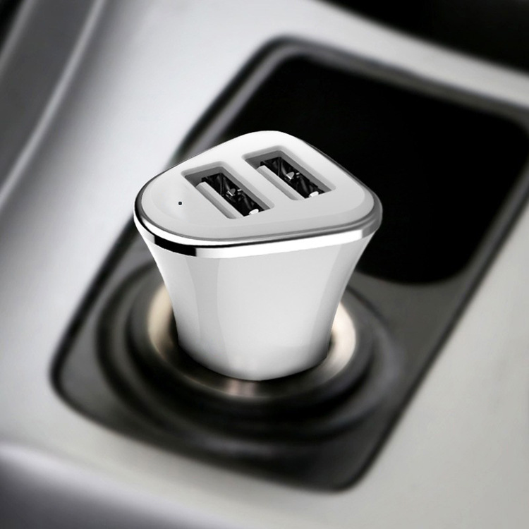 新款私模 手機車載充電頭 雙usb接口車載充電器5V2.1A車充