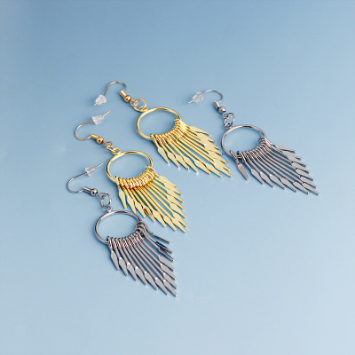 歐式新品 女式歐*屬長(zhǎng)款流蘇 時(shí)尚耳飾 精美飾品批發(fā)