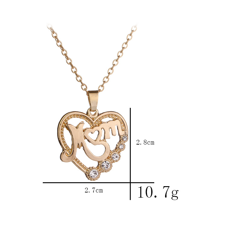 夏季新款 母親節(jié) MOM 媽媽愛心鏤空項(xiàng)鏈 wish貨源 廠家直銷