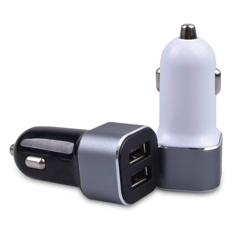雙USB點(diǎn)煙器車載車充 鋁合金車載手機(jī)充電器 雙USB2.1A新款車充