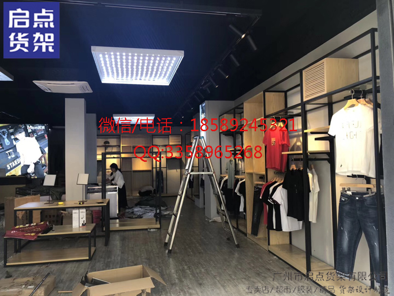 男裝陳列展示架 服裝品牌視覺(jué)營(yíng)銷(xiāo)白色KM男裝貨架