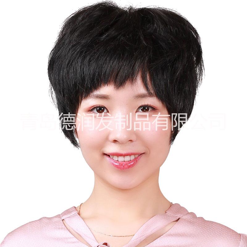 德潤短直發(fā) 發(fā)套 中老年假發(fā) 真人發(fā) 逼真