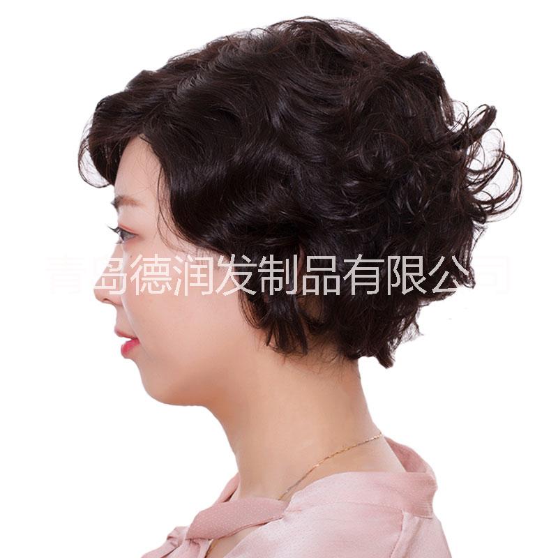 德潤(rùn)短卷發(fā) 假發(fā)套 中老年假發(fā) 遞針 真人發(fā)