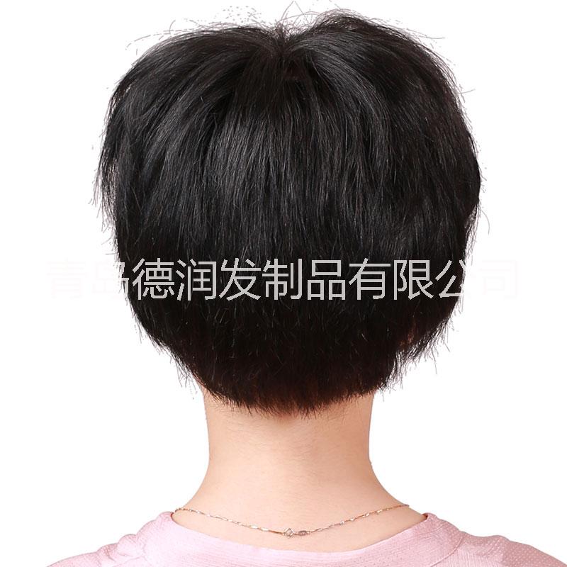 德潤短直發(fā) 發(fā)套 中老年假發(fā) 真人發(fā) 逼真