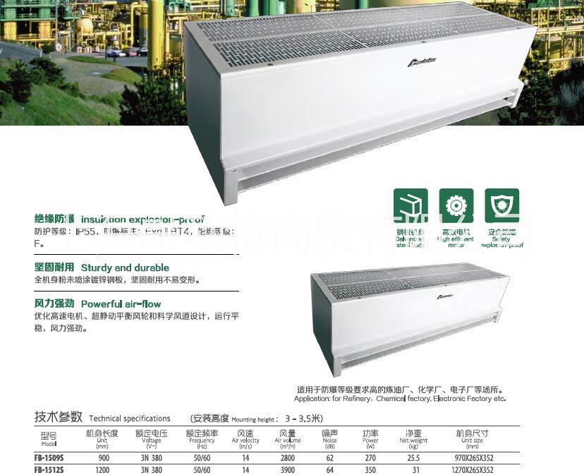 西奧多防爆型風幕機系列FB-1509S---FB-1512S
