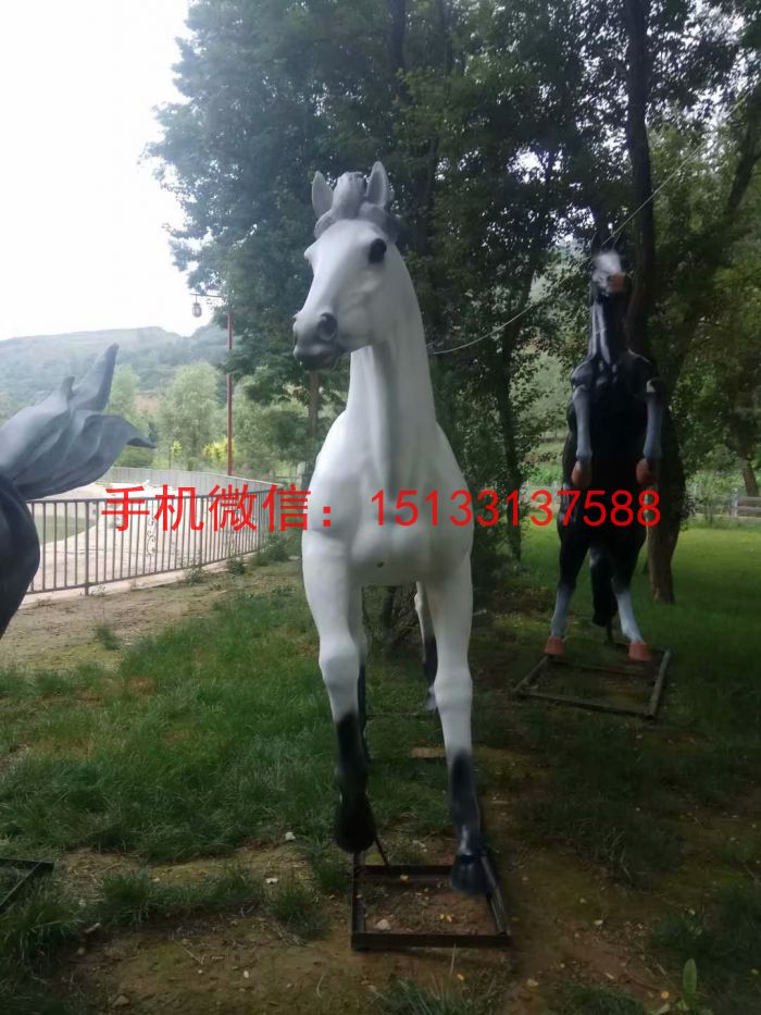 玻璃鋼白馬雕塑 玻璃鋼動(dòng)物雕塑