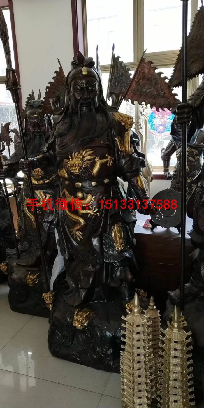 銅關公佛像 武財神銅佛像
