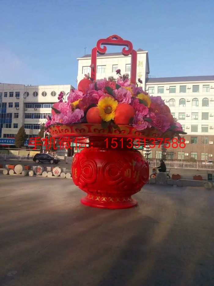 玻璃鋼花籃雕塑，玻璃鋼景觀花籃雕塑廠家   玻璃鋼花籃雕塑 玻璃鋼景觀雕塑