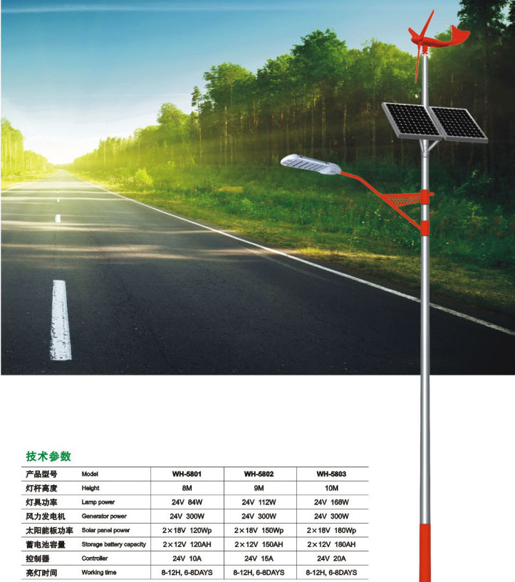 廠家直銷智光戶外照明訂制6-12米風光互補太陽能路燈LED道路照明
