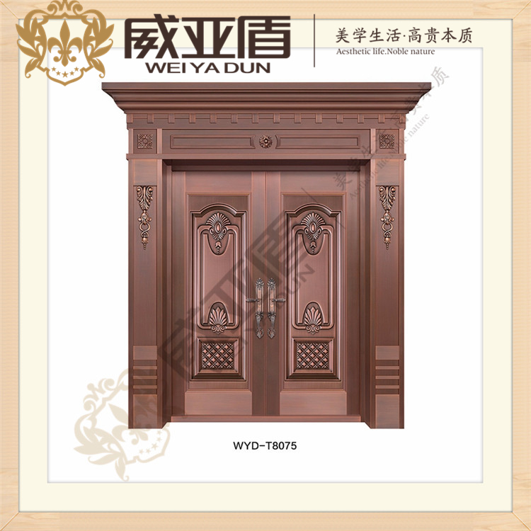 威亞盾 現(xiàn)代簡(jiǎn)約別墅對(duì)開銅藝大門 廠家直銷定制款豪華別墅對(duì)開門 T8073 T8075