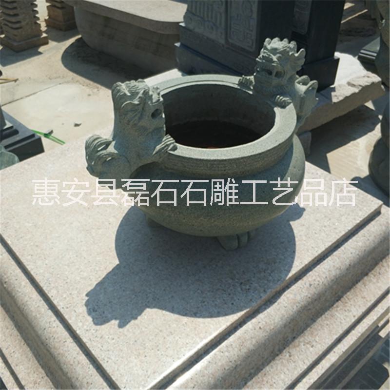 惠安石雕 青石雕刻盤龍香爐佛教用品寺廟香爐