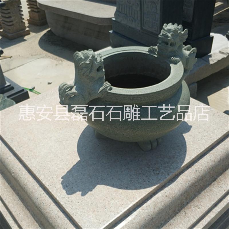 惠安石雕 青石雕刻盤龍香爐佛教用品寺廟香爐