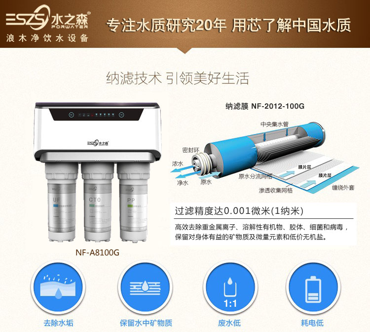 NF-A8100廠家直銷透明鋼化玻璃面板純水機(jī)家用純水機(jī)家用凈化純水機(jī)家直銷浪木凈水器  1000B NF-A8100G